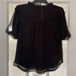 LOFT Black Puff Sleeve Blouse